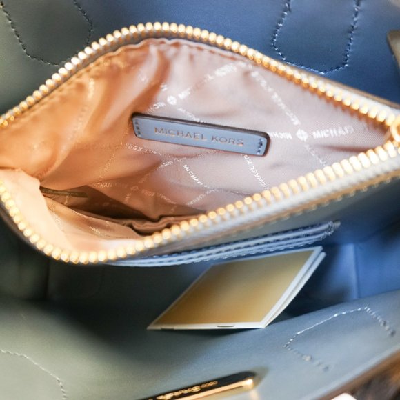 Michael Kors Mercer Medium Messenger Crossbody Bag MK Brown Blue - Picture 12 of 13